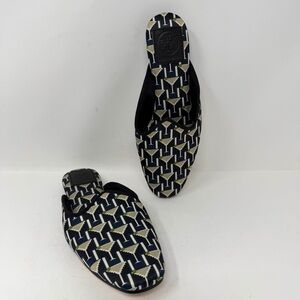 Tory Burch Martini Glass Satin Mules Blue Size 5